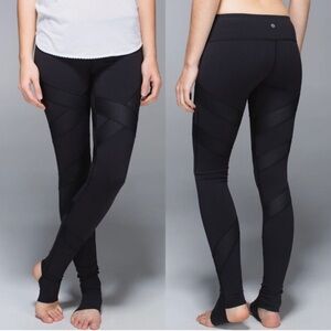 lululemon athletica stirrup Black Mesh-Panel Stirrup Leggings
